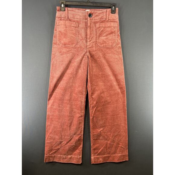 Anthropologie Maeve Colette Size 28 Full Length Corduroy Wide Leg Pants Orange - Picture 1 of 9